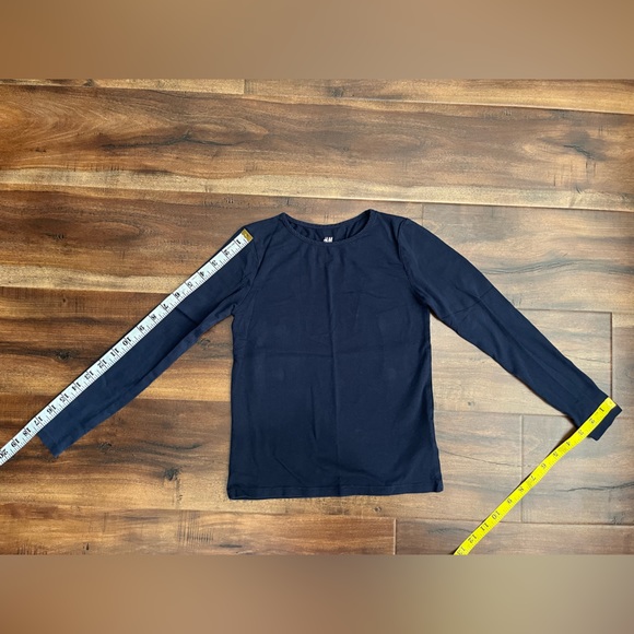 H&M Navy Blue Long Sleeve Girl Blouse- Top- T-Shirt - Picture 6 of 9
